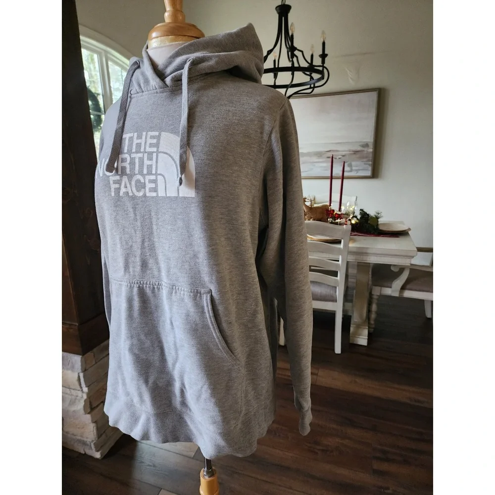 The North Face Mens Gray Hoodie Pullover Logo Spellout‎ Size L